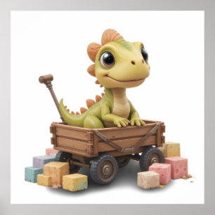 Cute Aquarelle Dinosaur Nursery Poster Salle Bébé