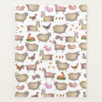 Cute Aquarelle ferme Grange Animaux Motif