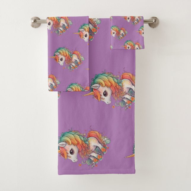 Cute aquarelle licorne, lavande (En situation)