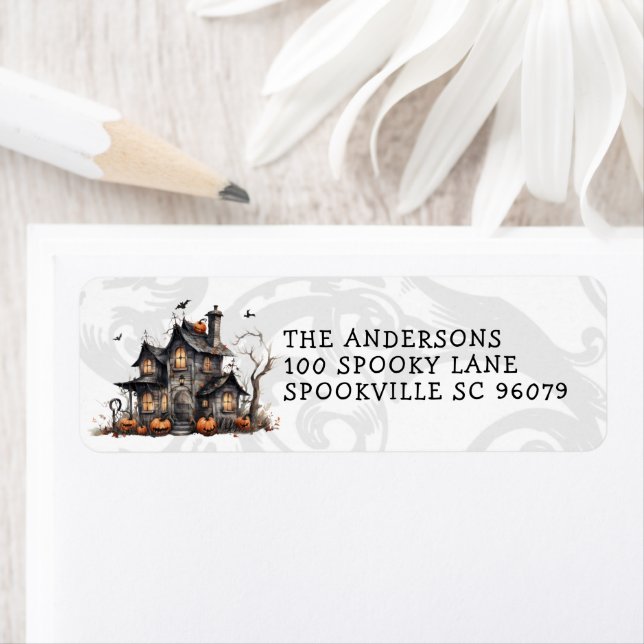 Cute Aquarelle Maison Hantée Halloween (En situation)