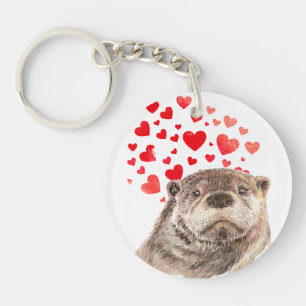 Cute Aquarelle Otter Coeurs Aimer Humour animal Ke