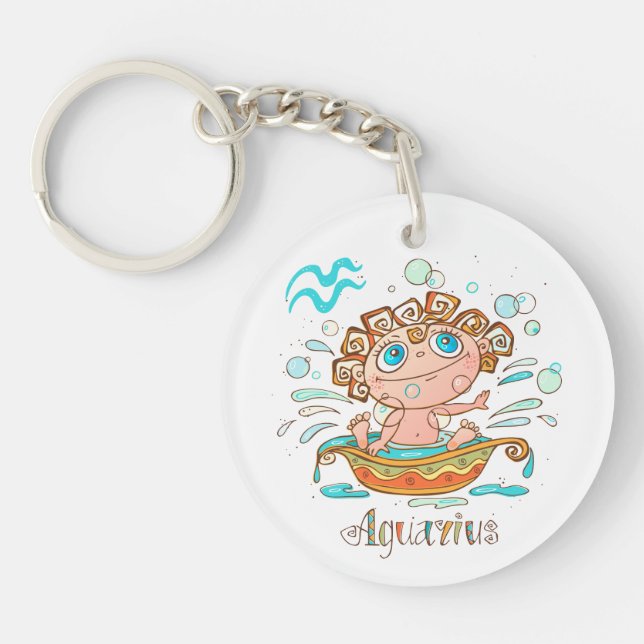 Cute Aquarius Kids Bubbles Keychain (Front)