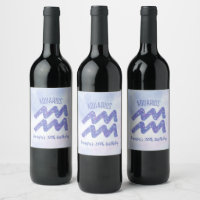 Cute Aquarius Purple Astrology Sign Birthday Party