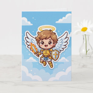 Cute Archangel Michael Cartoon Christian Angel Card