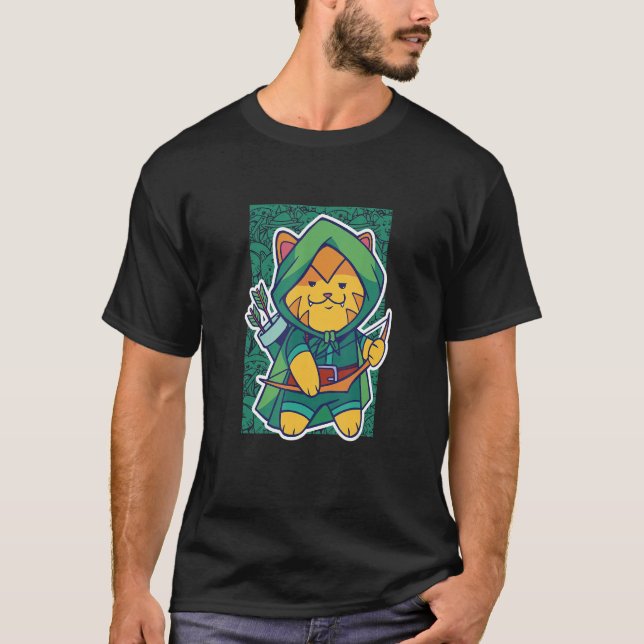 Cute Archer Cat - Knight Archery Medieval Renaissa T-Shirt (Front)