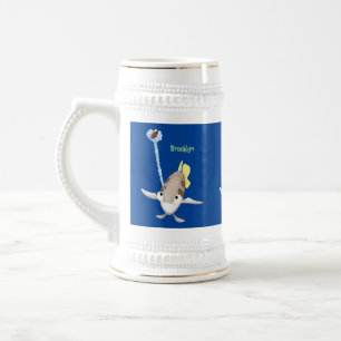 Cute Archerfish cartoon illustration Beer Stein