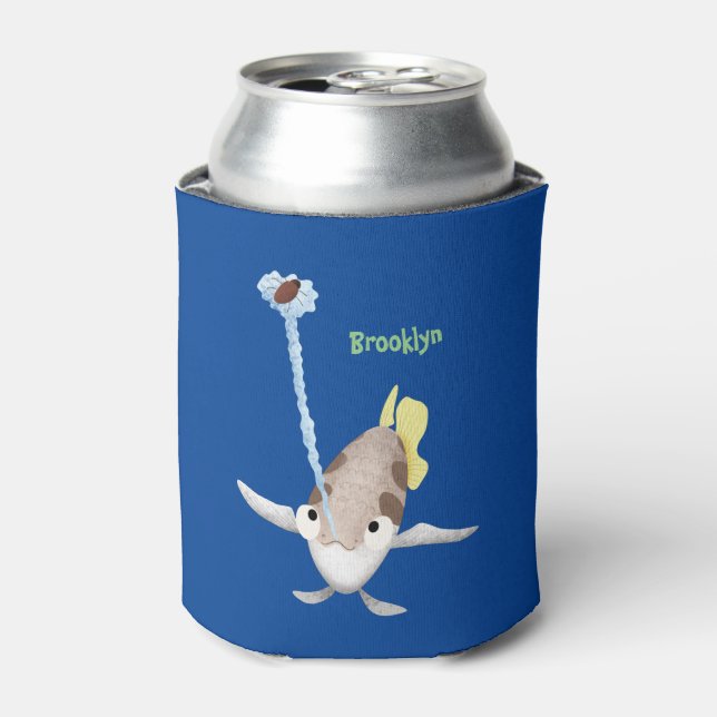 Cute Archerfish cartoon illustration  Can Cooler (Can Front)