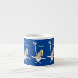 Cute Archerfish cartoon illustration Espresso Cup