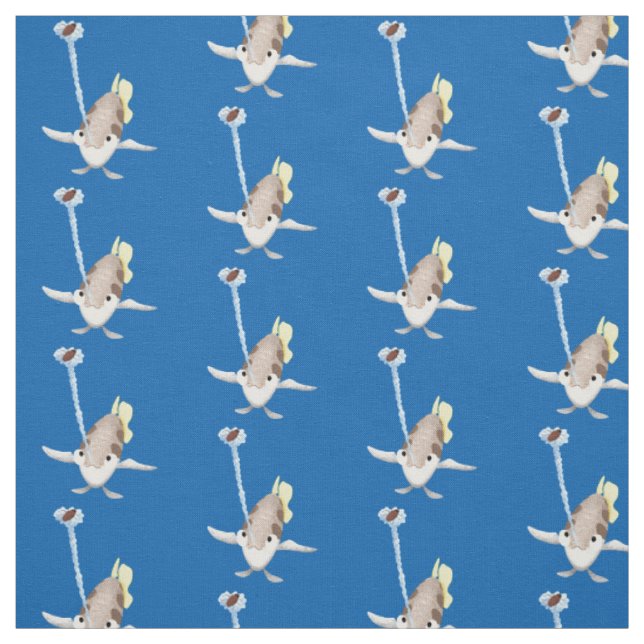 Cute Archerfish cartoon illustration Fabric (Swatch)