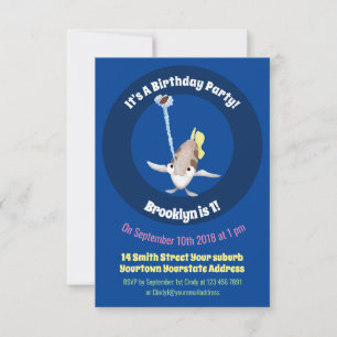 Cute Archerfish cartoon illustration Invitation