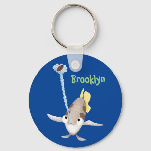 Cute Archerfish cartoon illustration Keychain