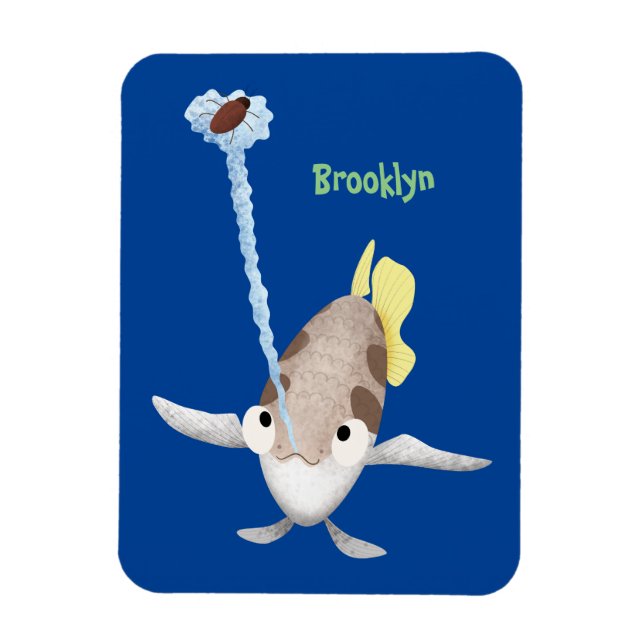 Cute Archerfish cartoon illustration Magnet (Vertical)