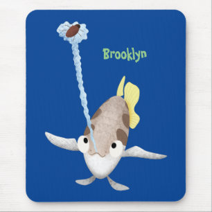 Cute Archerfish cartoon illustration Mouse Pad