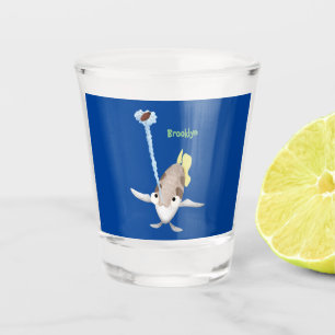 Cute Archerfish cartoon illustration  Shot Glass