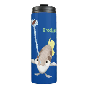 Cute Archerfish cartoon illustration Thermal Tumbler
