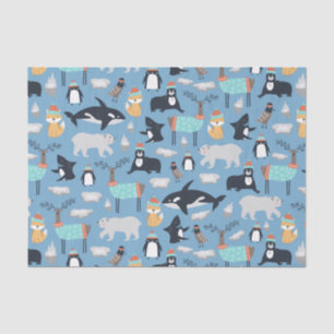 Cute Arctic Animals Seamless Pattern Tissue Paper