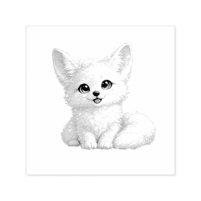 Cute Arctic Fox Cozy Positive Vibes Design Self-inking Stamp (Design)