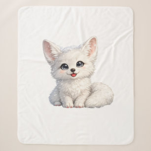 Cute Arctic Fox Cozy Positive Vibes Design Sherpa Blanket
