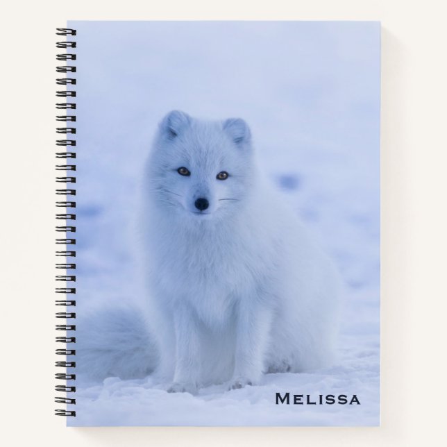 Cute Arctic Fox on Snowy Winter Background Notebook (Front)