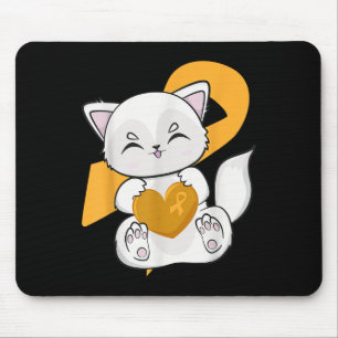 Cute Arctic Fox With Orange Ribbon For Leukaemia A Mouse Pad