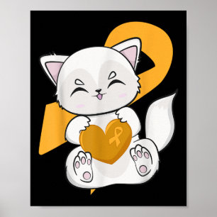 Cute Arctic Fox With Orange Ribbon For Leukaemia A Poster