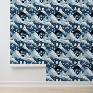 Cute Arctic Friends Pattern Peel and Stick Wallpaper