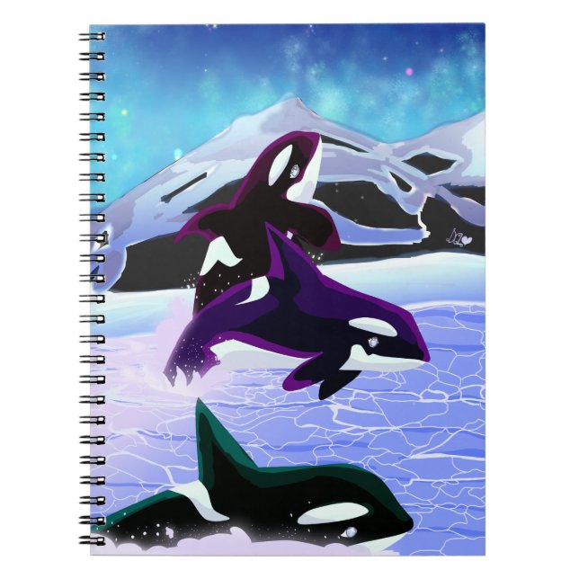 Cute Arctic Orcas Back to School Notebook (Front)