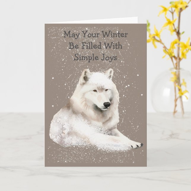 Cute Arctic Pals Snowy Winter Greeting Card (Yellow Flower)