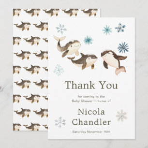 Cute Arctic Whale Baby Shower  Thank You Card