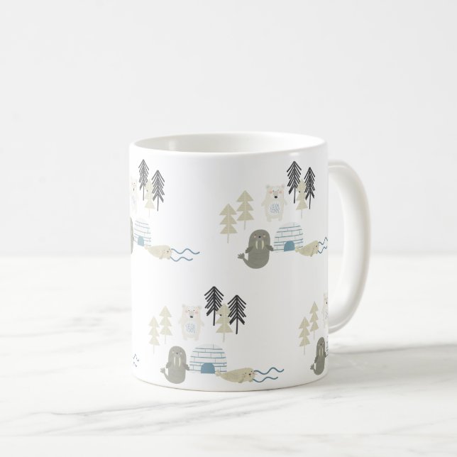 Cute Arctic Winter Animals Coffee Mug (Front Right)