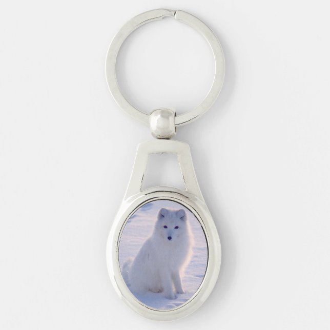 Cute Arctic Winter Fox Alaska Photo Printed Keychain (Front)