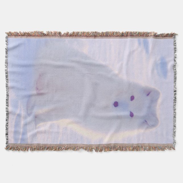 Cute Arctic Winter Fox Photo Designed Woven Throw (Front)