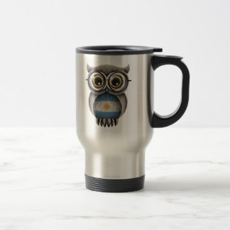 Cute Argentinian Flag Owl Wearing Glasses Travel Mug