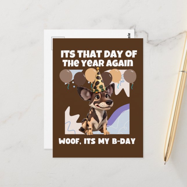 Cute Arican Dog b-day brown Postcard (Front/Back In Situ)