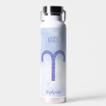 Cute Aries Astrology Sign Personalized Water Bottle<br><div class="desc">This pretty,  personalized purple and lavender Aries water bottle features your astrological sign from the Zodiac in a beautiful sparkle like the constellations. Customize this cute gift with your name in beautiful cursive script for someone with a late March or early April birthday.</div>
