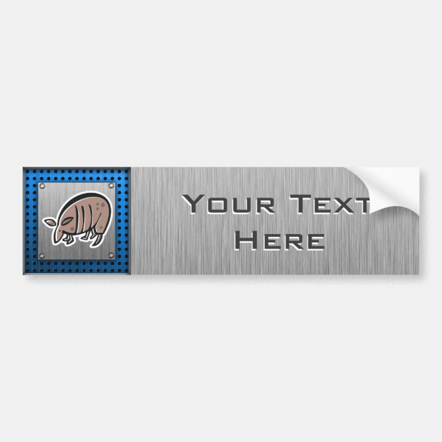 Cute Armadillo; Metal-look Bumper Sticker (Front)