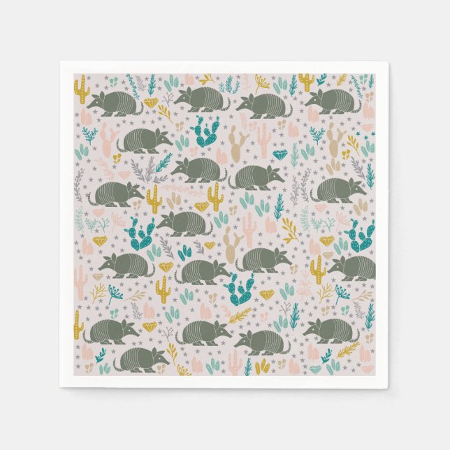 Cute Armadillo Paper Napkins (Front)