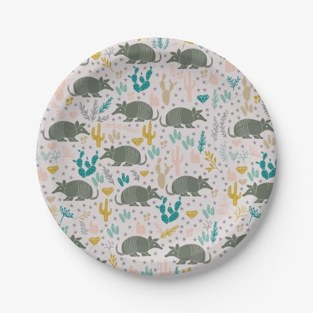 Cute Armadillo Paper Plates (Front)