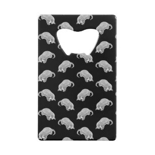 Cute Armadillo Print Pattern Animal Design Black Credit Card Bottle Opener