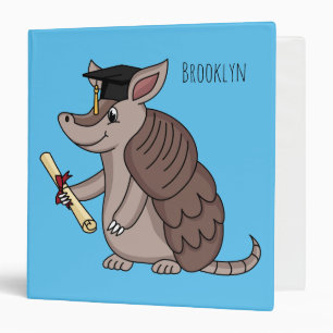 Cute armadillo with graduation cap cartoon binder