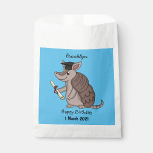 Cute armadillo with graduation cap cartoon  favour bag