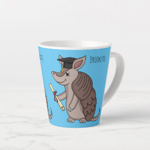 Cute armadillo with graduation cap cartoon latte mug