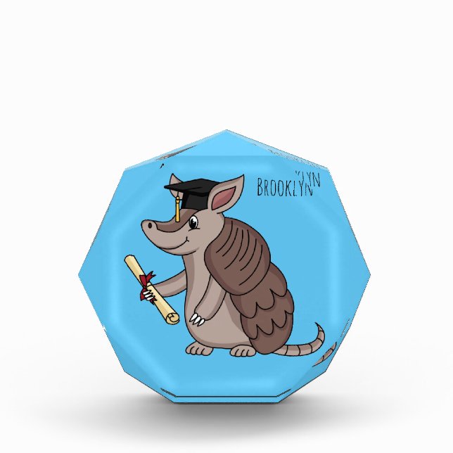 Cute armadillo with graduation cap cartoon photo block (Front)