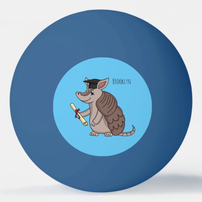 Cute armadillo with graduation cap cartoon  ping pong ball (Front)