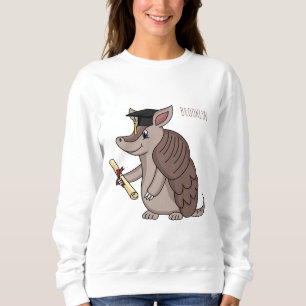 Cute armadillo with graduation cap cartoon sweatshirt