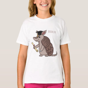 Cute armadillo with graduation cap cartoon  T-Shirt