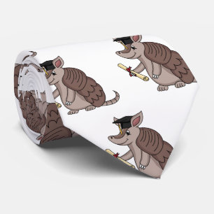 Cute armadillo with graduation cap cartoon tie