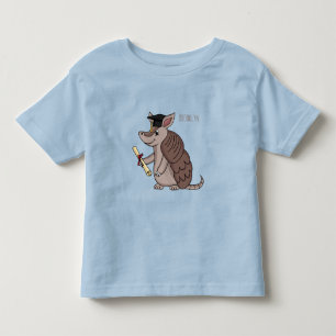 Cute armadillo with graduation cap cartoon toddler t-shirt