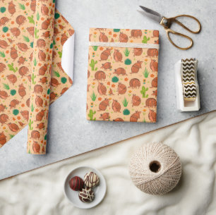 Cute  Armadillos Desert Cactus Pattern  Wrapping Paper