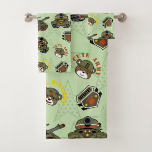 Cute Army Bear Pattern Bath Towel Set